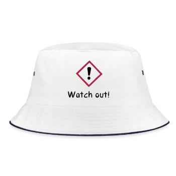 Watch out! - Bucket Hat - white/navy - Front
