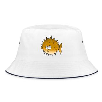 puffer fish - Bucket Hat - white/navy - Front