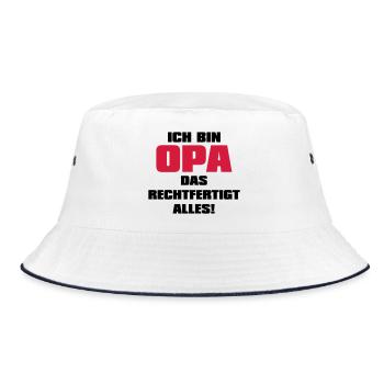Ich bin Opa - Großvater Sprüche Geschenk Enkel Opi - Bucket Hat - Weiß/Navy - Vorne
