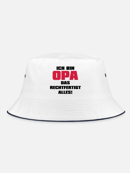 Ich bin Opa - Großvater Sprüche Geschenk Enkel Opi - Bucket Hat - Weiß/Navy - Vorne