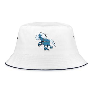 Isländer mit Flagge - Bucket Hat - Weiß/Navy - Vorne