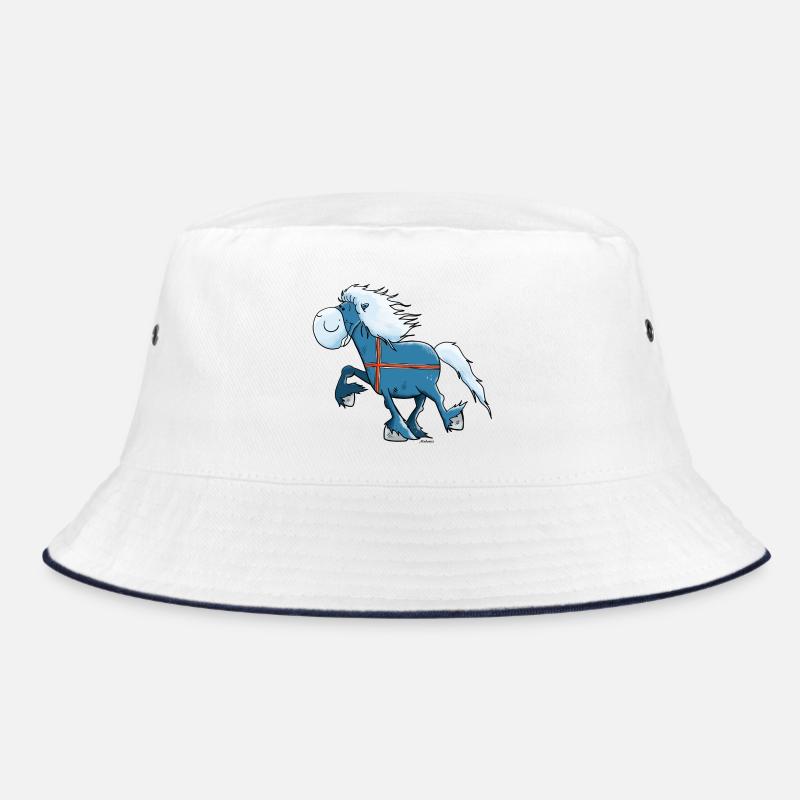 Isländer mit Flagge - Bucket Hat - Weiß/Navy
