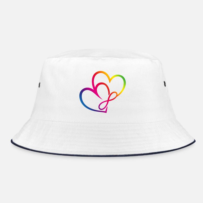 Zwei Herzen Regenbogen Infinity Love CSD LGBT Bucket Hat