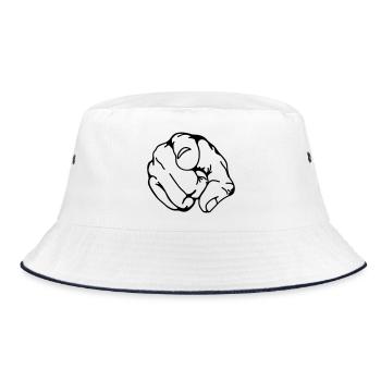 hand faust finger - Bucket Hat - Weiß/Navy - Vorne