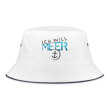 ich will meer See Anker Symbol Wasser Urlaub Logo - Bucket Hat - Weiß/Navy - Vorne