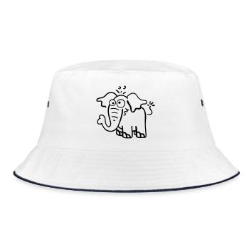 Knuffiger Elefant - Bucket Hat - Weiß/Navy - Vorne
