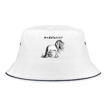 Knuffiger Andalusier - Bucket Hat - Weiß/Navy - Vorne