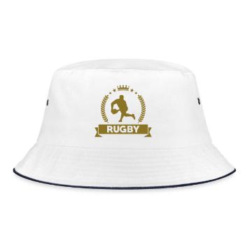 Rugby - Rugbyman - Sport - Fighter - Fight - Bucket Hat - Weiß/Navy - Vorne