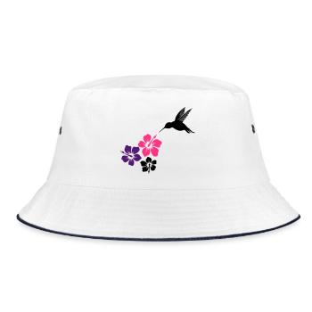 Colibri avec des fleurs d'hibiscus - Bob - blanc/marine - Devant