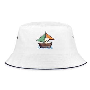 Kind aufm Boot - Bucket Hat - Weiß/Navy - Vorne