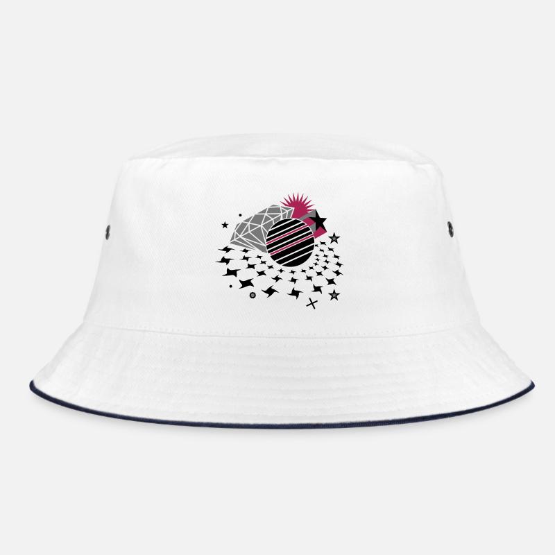 Disco lights with 3D star, disco ball and diamond Bucket Hat