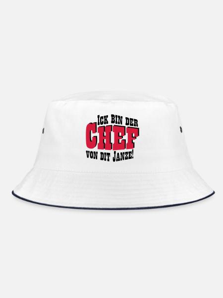 Chef von dit janze - Bucket Hat - Weiß/Navy - Vorne