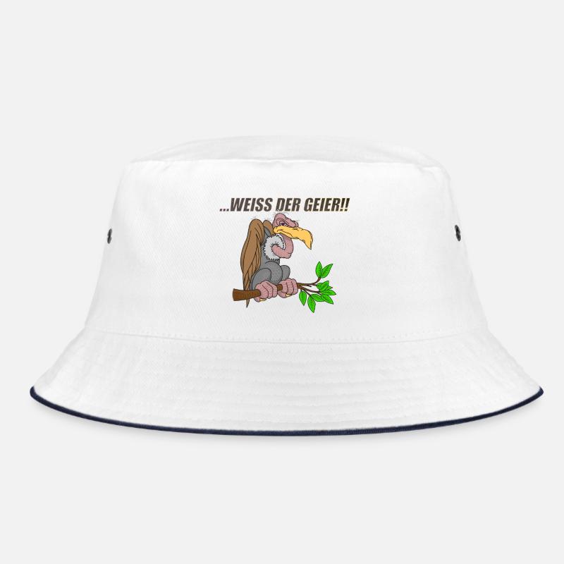 Weiss der Geier - Bucket Hat - Weiß/Navy