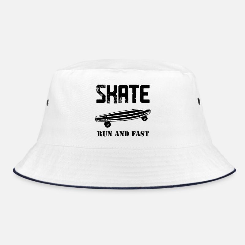 T shirt skate run and fast idée cadeau - Bob - blanc/marine