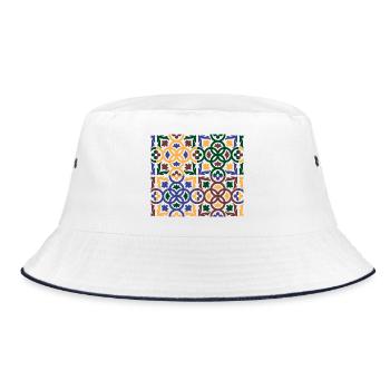 Andalusian Tiles 3 (face mask) - Bucket Hat - white/navy - Front