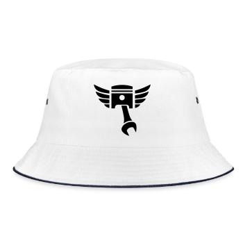 Piston key emblem with wings - Bucket Hat - white/navy - Front