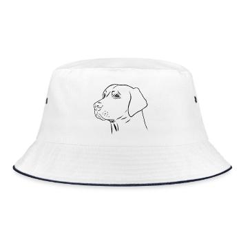 Labrador Retriever Portrait gezeichnet - Bucket Hat - Weiß/Navy - Vorne