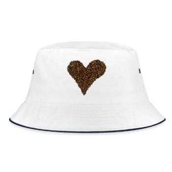 A heart made from coffee beans - Bucket Hat - white/navy - Front