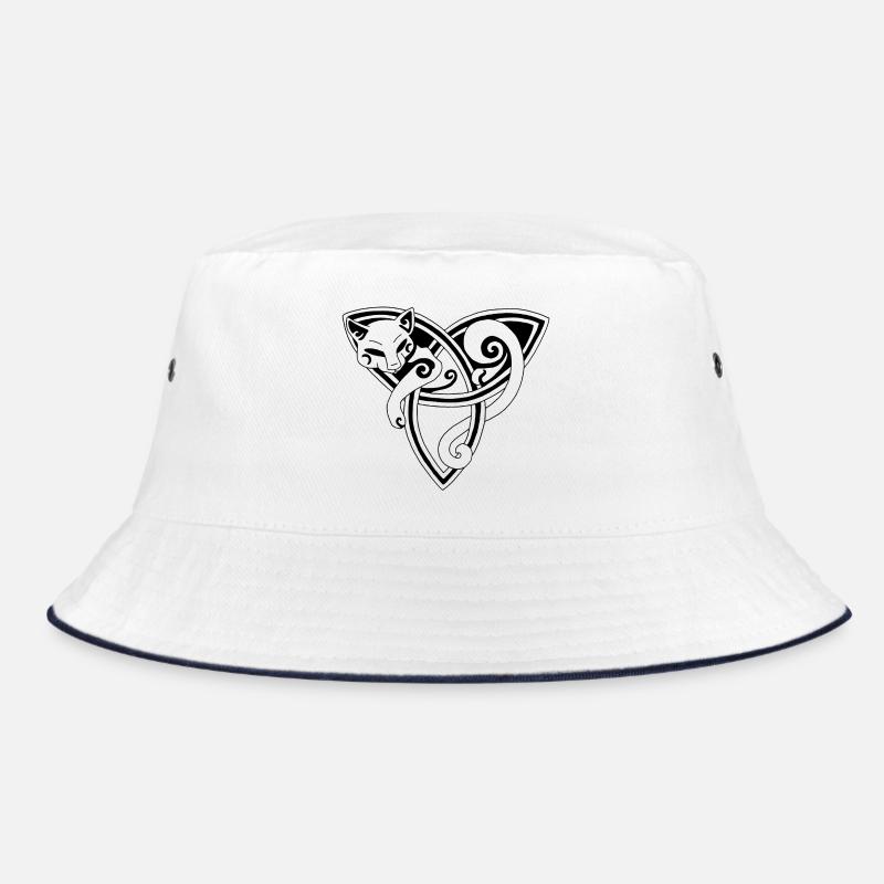 Celtic cat resting (black) Bucket Hat