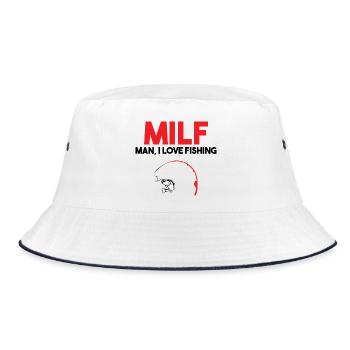Angler Angeln Fischer Spruch Fischen - Bucket Hat - Weiß/Navy - Vorne