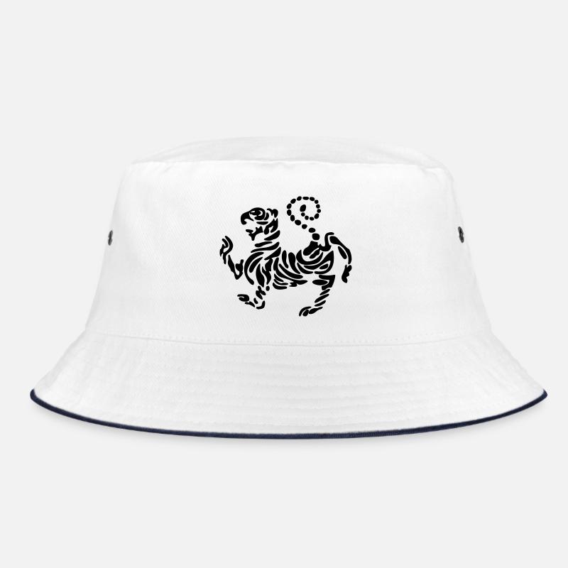Shotokan tiger karate logo emblem freestanding - Bucket Hat - white/navy