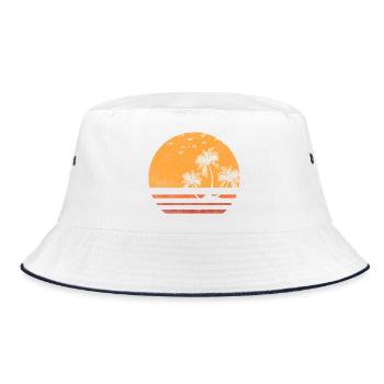 Palm Sunset Silhouette - Bucket Hat - white/navy - Front