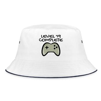 19 Birthday - Level 19 Complete - Gamer 19 years - Bucket Hat - white/navy - Front
