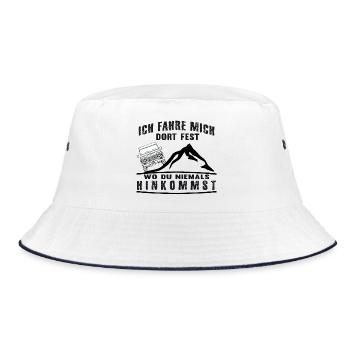 Defender ich fahre mich dort fest wo du nie - Bucket Hat - Weiß/Navy - Vorne