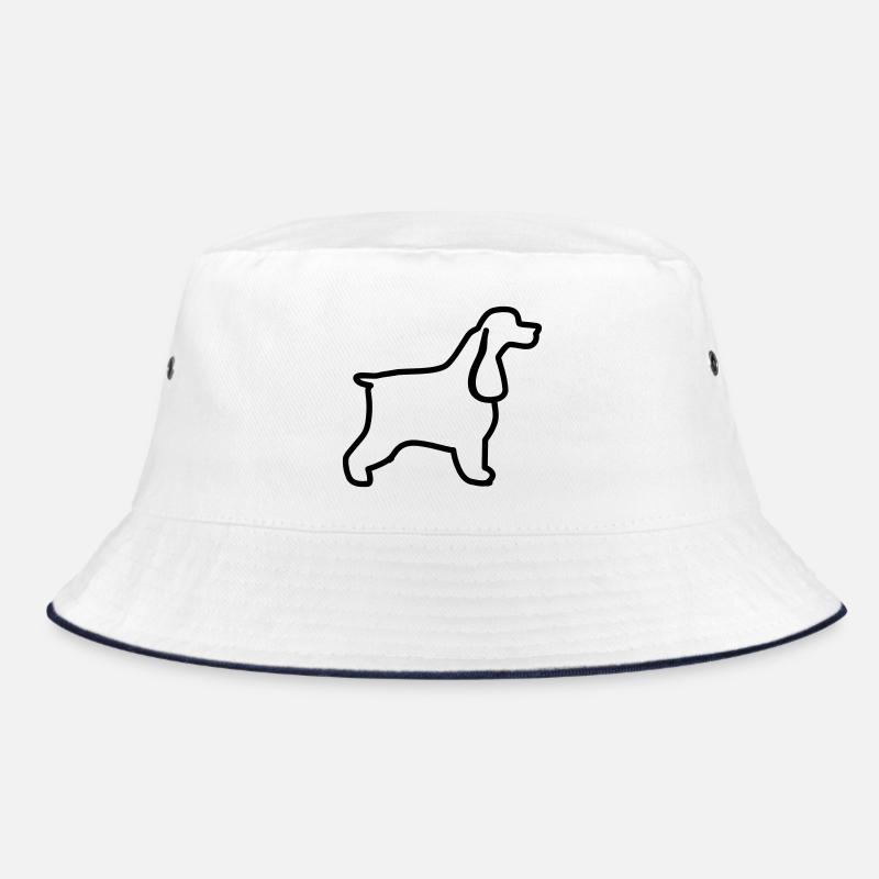 English Cocker Spaniel Umriss - Bucket Hat - Weiß/Navy