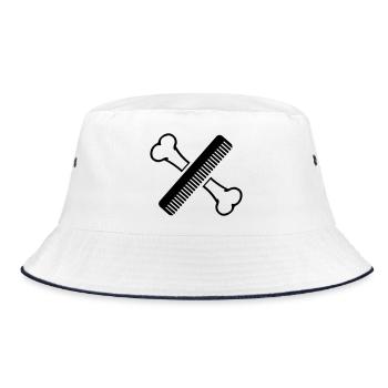 Bone with comb grooming salon - Bucket Hat - white/navy - Front