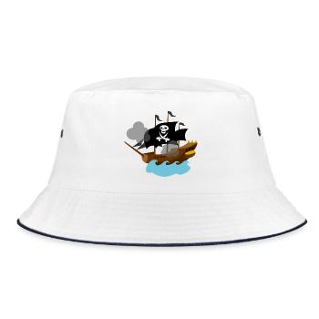 Pirate Ship - Bucket Hat - white/navy - Front