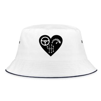 Getriebe 6 Gang Herz - Bucket Hat - Weiß/Navy - Vorne