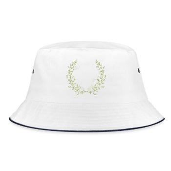 delicately bright green branches with fine lines - Bucket Hat - white/navy - Front