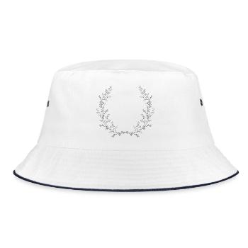 delicately drawn branches as half wreath - Bucket Hat - white/navy - Front