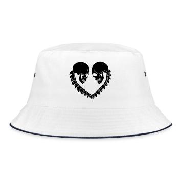 Heart of black skulls - Bucket Hat - white/navy - Front