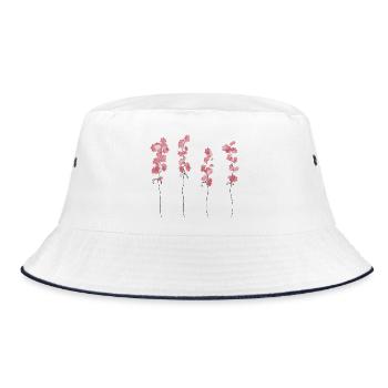 Rosa Blumen - Bucket Hat - Weiß/Navy - Vorne
