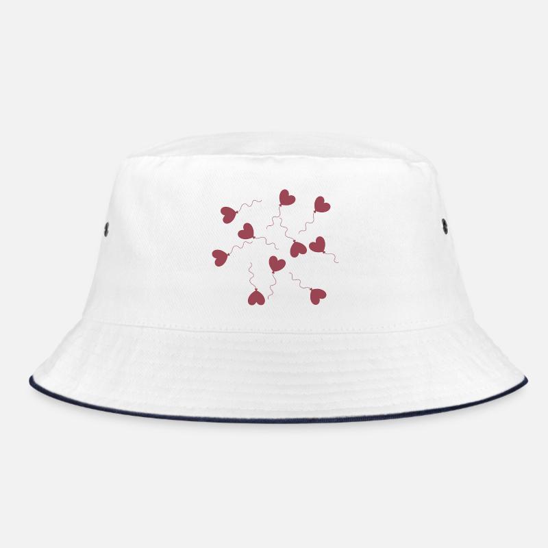 Valentinstag Geschenk Valentinstag - Bucket Hat - Weiß/Navy