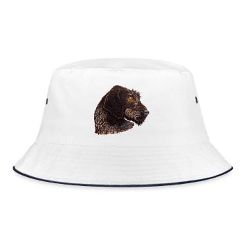 Deutsch Stichelhaar Portrait - Bucket Hat - Weiß/Navy - Vorne