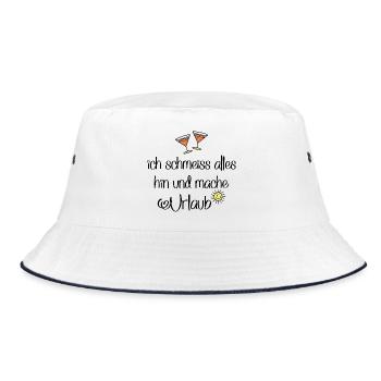 Urlaub machen und feiern - Bucket Hat - Weiß/Navy - Vorne