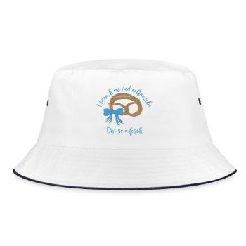 I brauch mi net aufbrezeln! Brezel, Schleife - Bucket Hat - Weiß/Navy - Vorne