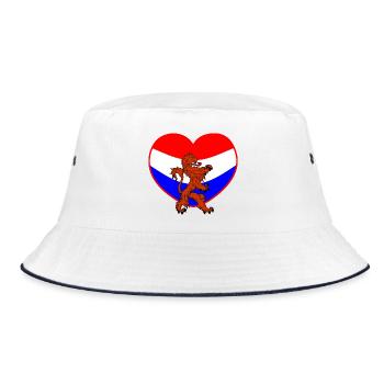 Dutch lion with heart red white blue - Bucket Hat - white/navy - Front