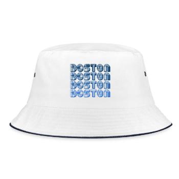 Boston Block Grid Pattern - Bucket Hat - white/navy - Front