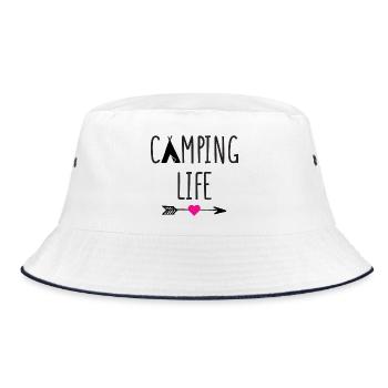 Leben auf dem Campingplatz - Bucket Hat - Weiß/Navy - Vorne