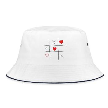 Tic Tac Toe Heart Symbols Artwork - Bucket Hat - white/navy - Front