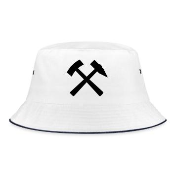 Miner's sign mallet iron Erzgebirge colliery - Bucket Hat - white/navy - Front