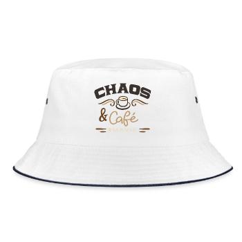 Chaos und #mavie Kaffee - Bucket Hat - Weiß/Navy - Vorne