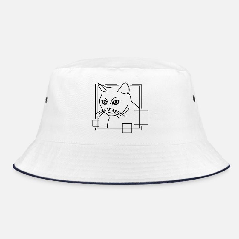 Katze in geometrischer Form - Line-Art-Design Bucket Hat
