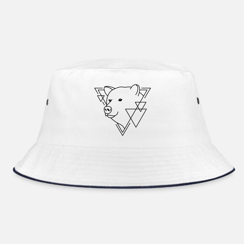 Bear in Geometric Shape - Line Art Design Bucket Hat