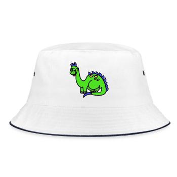 Bruno der Brontosaurier - Bucket Hat - Weiß/Navy - Vorne