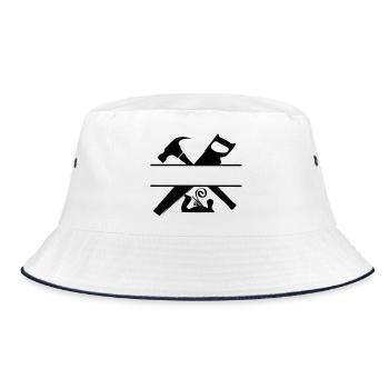 Carpenter logo hammer saw and planer - Bucket Hat - white/navy - Front